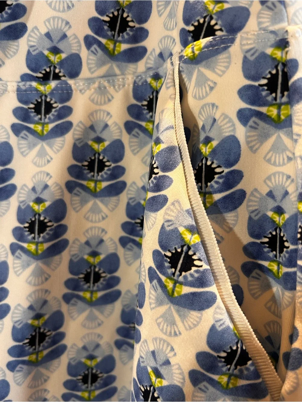 Floral Golf Tennis Skort Pull-On UPF 50 Pockets Blue White Size L